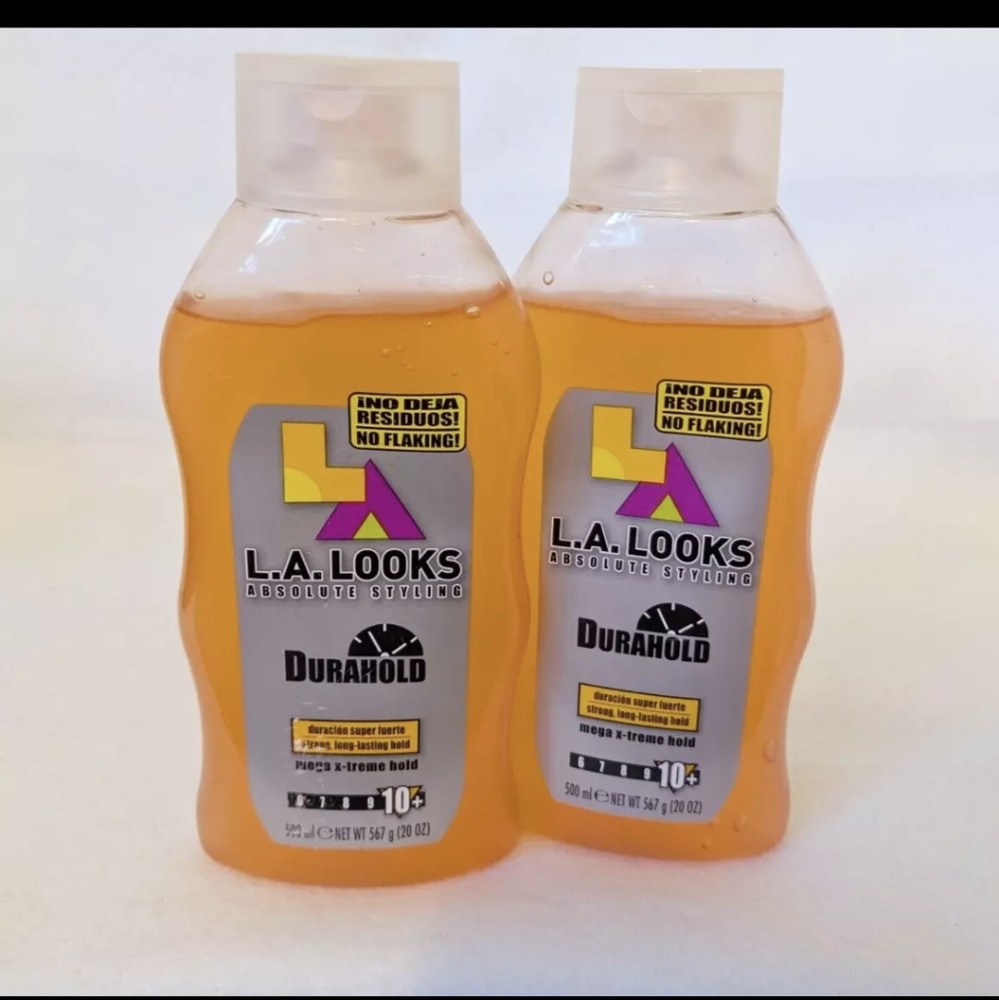 (2) LA Looks Orange Dura Hold 10+ Long Lasting Mega Extreme Hold Hair Gel 20oz